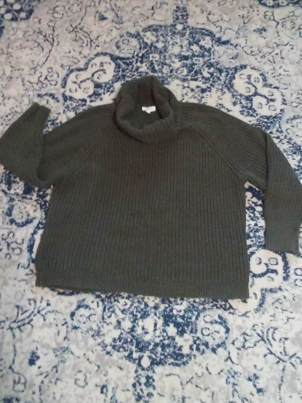 HAVEN WELL WITHIN XXL CHUNKY RIBBED KNIT COWL NECK COTTON BLEND CROPPED BOXY FIT